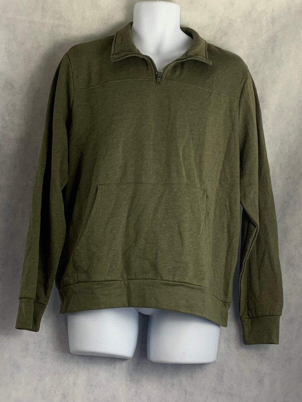 And Now This Men's 1/4-Zip Cotton Blend Fleece Sweatshirt, Olive Green